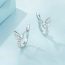 Fashion Silver Silver Diamond Butterfly Earrings