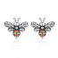 Fashion Real Gold Plated Silver Diamond Bee Earrings