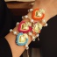Fashion Rose Red Rice Beads Irregular Love Pendant Pearl Beads Braided Bracelet