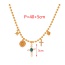 Fashion Gold Copper Inlaid Zirconia Portrait Pearl Cross Pendant Bead Necklace (4mm)