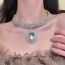 Fashion Silver Alloy Diamond Oval Collar
