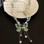 Fashion Silver Double Pearl Beaded Wrap Butterfly Tassel Necklace