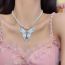 Fashion Silver Pearl Beads And Diamond Butterfly Necklace
