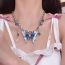 Fashion Silver Alloy Oil Dripping Butterfly Necklace