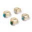 Fashion 6# Stainless Steel Square Turquoise Open Ring