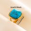 Fashion 3# Stainless Steel Square Turquoise Open Ring