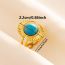 Fashion 3# Stainless Steel Round Turquoise Open Ring