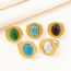 Fashion 4# Stainless Steel Oval Turquoise Open Ring