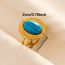 Fashion 9# Stainless Steel Oval Turquoise Open Ring