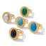 Fashion 9# Stainless Steel Oval Turquoise Open Ring