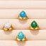 Fashion 8# Stainless Steel Drop Shape Turquoise Open Ring