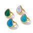 Fashion 4# Stainless Steel Drop Shape Turquoise Open Ring