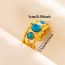 Fashion 7# Stainless Steel Geometric Turquoise Open Ring