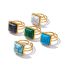 Fashion 10# Stainless Steel Geometric Square Turquoise Open Ring