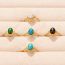 Fashion 10# Stainless Steel Geometric Turquoise Open Ring