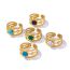 Fashion 4# Stainless Steel Geometric Turquoise Open Ring