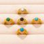 Fashion 9# Stainless Steel Geometric Turquoise Open Ring