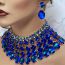 Fashion Blue Alloy Diamond Geometric Necklace And Earrings Set