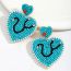 Fashion Love Blue Resin Rice Bead Love Earrings