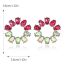 Fashion Rose Red Ab Color Alloy Diamond Drop-shaped Round Stud Earrings