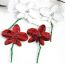 Fashion Red Metal Diamond Flower Stud Earrings