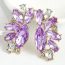 Fashion Purple Alloy Diamond Geometric Stud Earrings