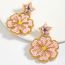 Fashion Pink Rice Bead Flower Earrings