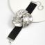 Fashion Silver Metallic Flower Leather Bracelet