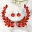 Fashion Rose Red Alloy Diamond Geometric Half Ring Stud Earrings