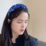Fashion Blue Embroidered Disc Buckle Wide-brimmed Headband
