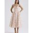 Fashion Foundation Lace Cotton Printed Halterneck Waist Long Skirt