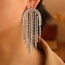 Fashion Silver Alloy Diamond Geometric Tassel Earrings