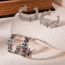 Fashion Silver Alloy Diamond Butterfly C-shaped Earrings