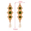 Fashion Dark Green Alloy Pearl Geometric Pendant Resin Earrings