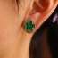 Fashion Green Titanium Steel Flower Shell Stripe Stud Earrings