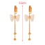 Fashion Gold Titanium Steel Bow Shell Pendant Tassel Beads Earrings