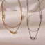 Fashion Silver Titanium Steel Double Chain Bead Necklace