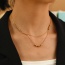 Fashion Gold Titanium Steel Double Chain Bead Necklace