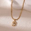 Fashion Gold Titanium Steel Shell Flower Pendant Snake Bone Chain Necklace