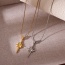 Fashion Gold Titanium Steel Inlaid Zirconium Starburst Pendant Necklace