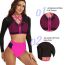Fashion Rose Red Polyester Colorblock Long-sleeve Tankini Swimsuit