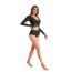 Fashion Black Long Sleeve Sun Protection Tankini Swimsuit
