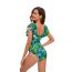 Fashion Green Polyester Printed Hollow One-piece Swimsuit