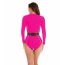 Fashion Black Polyester Colorblock Long-sleeve One-piece Swimsuit