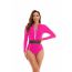 Fashion Emerald Polyester Colorblock Long-sleeve One-piece Swimsuit