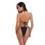 Fashion Black Polyester Halterneck Lace-up Hollow Tankini Swimsuit Bikini