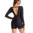 Fashion Black 2 Polyester Square Neck Pleated One-piece Swimsuit