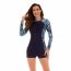 Fashion Black Polyester Printed Long-sleeve One-piece Swimsuit