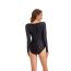 Fashion Black Polyester V-neck Long-sleeve One-piece Swimsuit