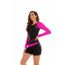 Fashion Rose Red Polyester Long Sleeve Boxer Swimsuit